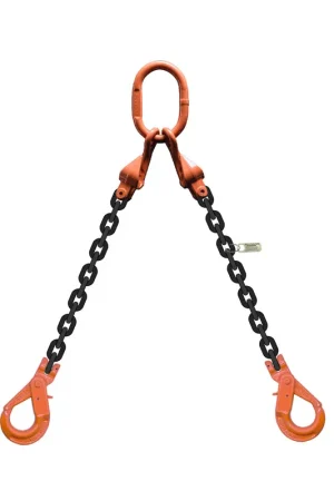 High Quality 9/32" (1/4") x 20 ft Type CDFXA2SL Adjustable 2-Leg Grade 100 Chain Sling - 7400 lbs WLL