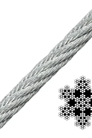 Free Returns 1/2" 7x7x7 Grade C Cablelaid Wire Rope - 19400 lbs Breaking Strength
