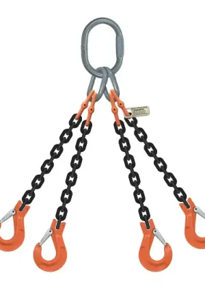 3/4" x 10 ft Type QOSL 4-Leg Grade 100 Chain Sling - 91700 lbs WLL Popular