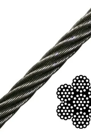 1/8" 7x19 Black Galvanized Aircraft Cable - 2000 lbs Breaking Strength Premium