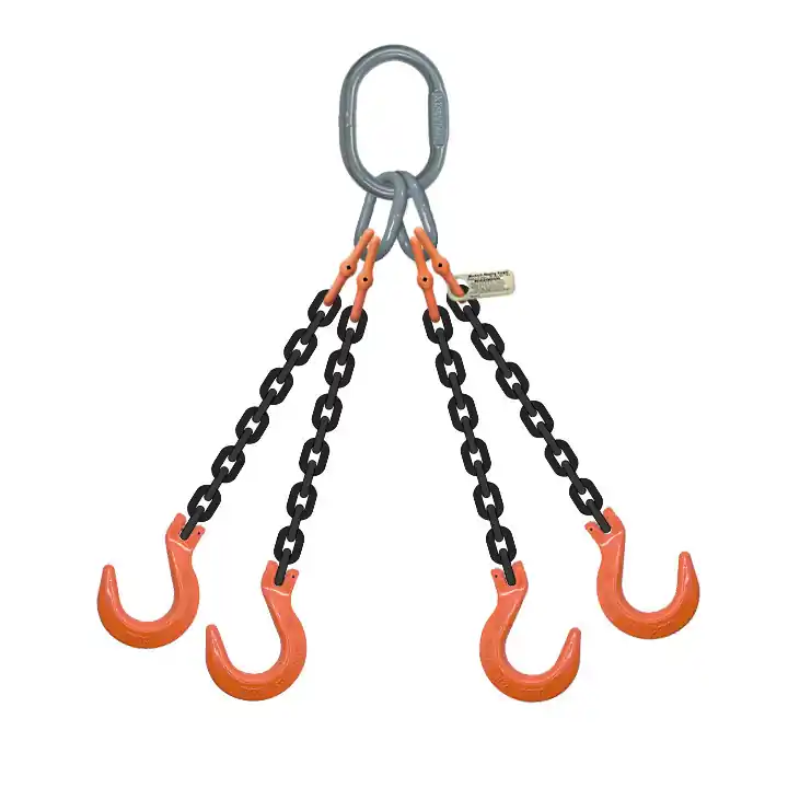 Shop Now 9/32" (1/4") x 15 ft Type QOF 4-Leg Grade 100 Chain Sling - 11200 lbs WLL