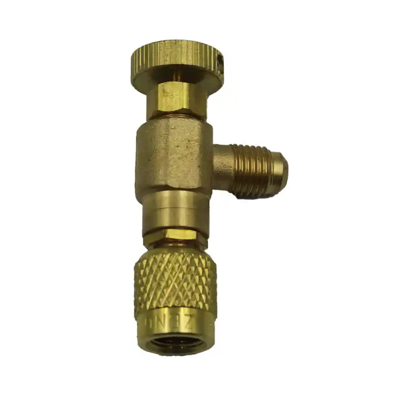 Authentic R22 AC Refrigerant Charging Control Valve 1/4" SAE Safety Adapter