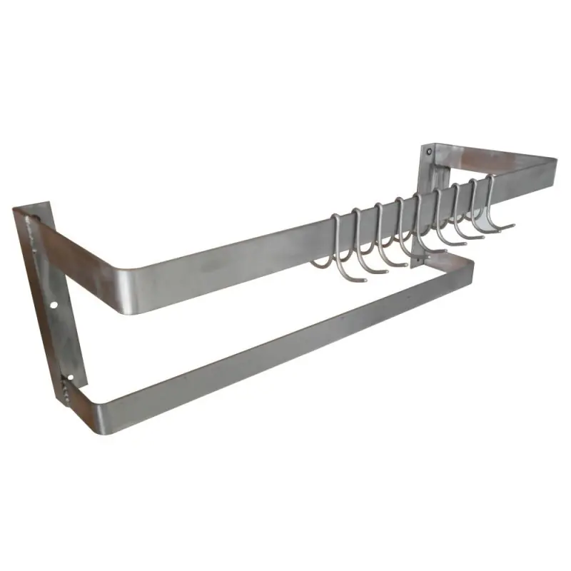 In Demand Bolton Tools 72" SS430 Wall Mounted Double Line Pot Rack 12 Chromed Double Hooks