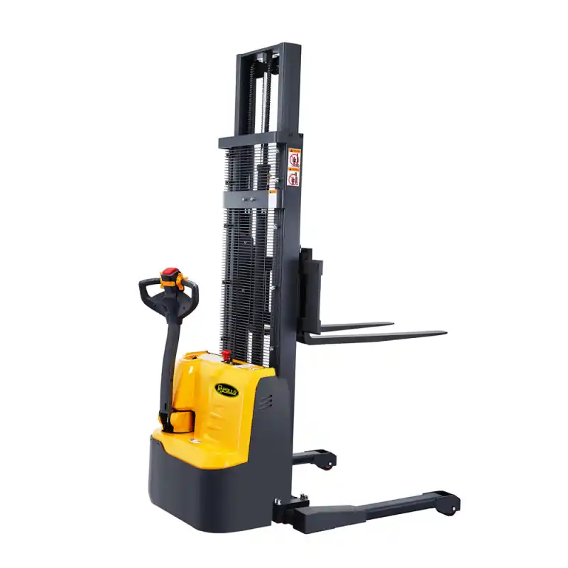 Bolton Tools 118" High Fully Powered-Electric Straddle Stacker with 2640lbs Cap. Price Cut