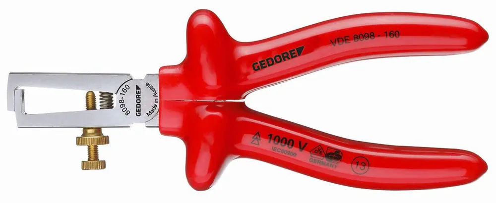 Trusted Brand Gedore VDE 8098-160 VDE Stripping pliers with VDE dipped insulation 160 mm 6708980