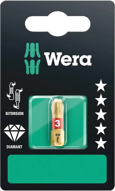 Authentic Wera 851/1 BDC PH 3 X 25 MM SB BITS ASSORTMENT 05073334001
