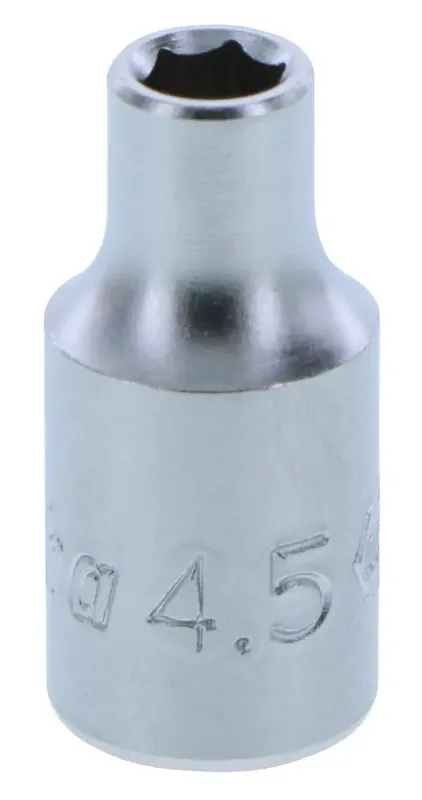 Wiha 33324, 1/4" Drive Socket, 6 Point, 4.5mm Premium