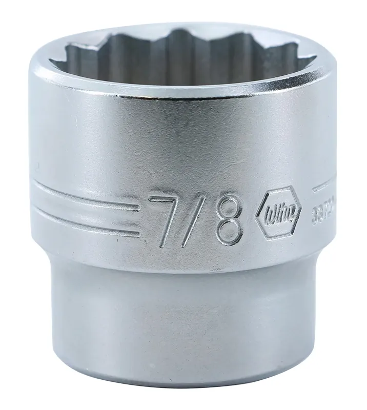 Free Returns Wiha 33720, 3/8" Drive Socket, 12 Point, 7/8"