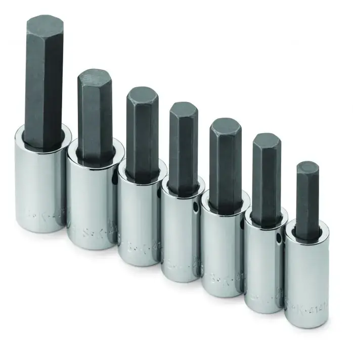SK Tools - Set Socket Bit 1/2dr Fractional Hex 7pc - 41227 Final Sale