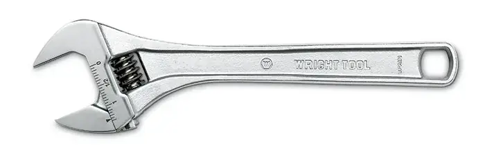 Wright Tool Chrome Adjustable Wrench Maximum Capacity 2-1/8 in - WT 9AC18 Wrench Crafted