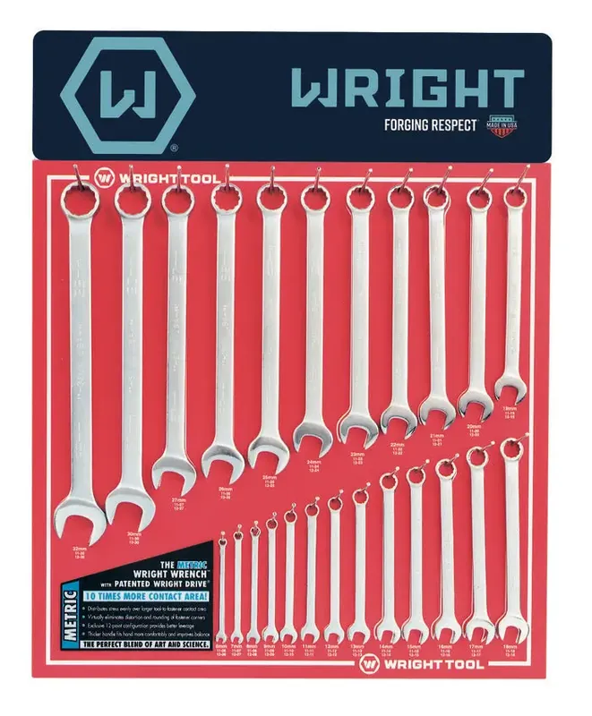 Wright Tool Set of 24 Metric Satin Combination Wrench with Display - WT D979 Combination Wrench Set Top Pick