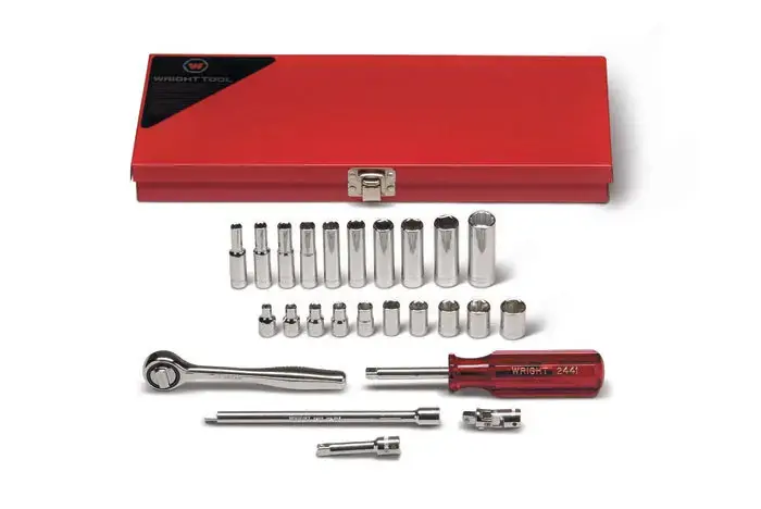 Wright Tool 25 Piece 1/4 in Drive 6-Point Metal Boxed Standard and Deep SAE Socket Set, 5/32 - 1/2 in - WT 223 Socket Set Reduced Price