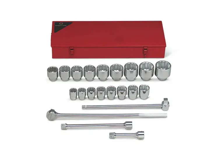 Wright Tool Set of 21 1 in Drive 12-Point Standard SAE Socket with Metal Box - WT 821 Socket Set Top Pick
