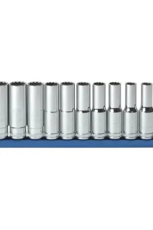 High Quality GEARWRENCH Set of 10 1/2 in Drive 12-Point Metric Deep Socket - GW 80712