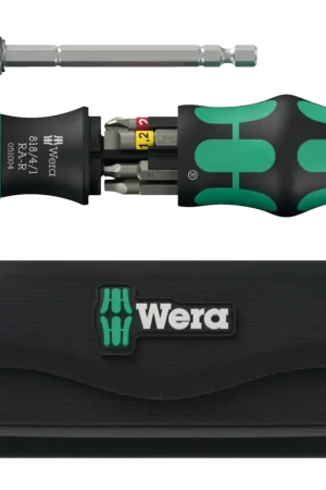 Crafted Wera Kraftform Kompakt 26 RA-R Ratcheting Screwdriver, 6 Bit Set with Pouch - WE 05051516001