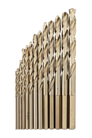 KnKut Set of 13 HD Hexagon Shank M35 Cobalt Jobber Length Drill Bit, 1/16 in - 1/4 in by 64ths - 13KK35 Save Now
