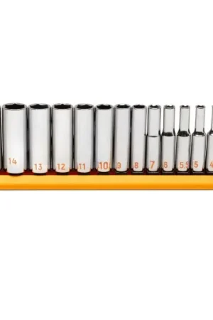Top Pick GEARWRENCH Set of 13 1/4 in Drive 6 Point Metric Hi-Viz Deep Socket - GW 80304H