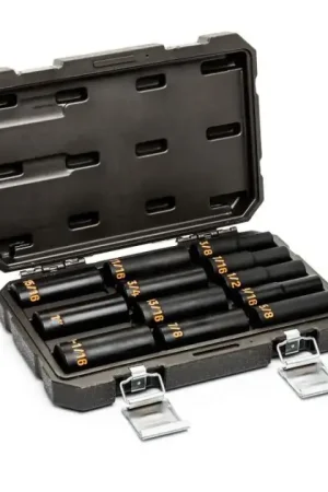 Super Sale GEARWRENCH Set of 12 1/2 in Drive 6 Point SAE Hi-Viz Deep Impact Socket - GW 84942H