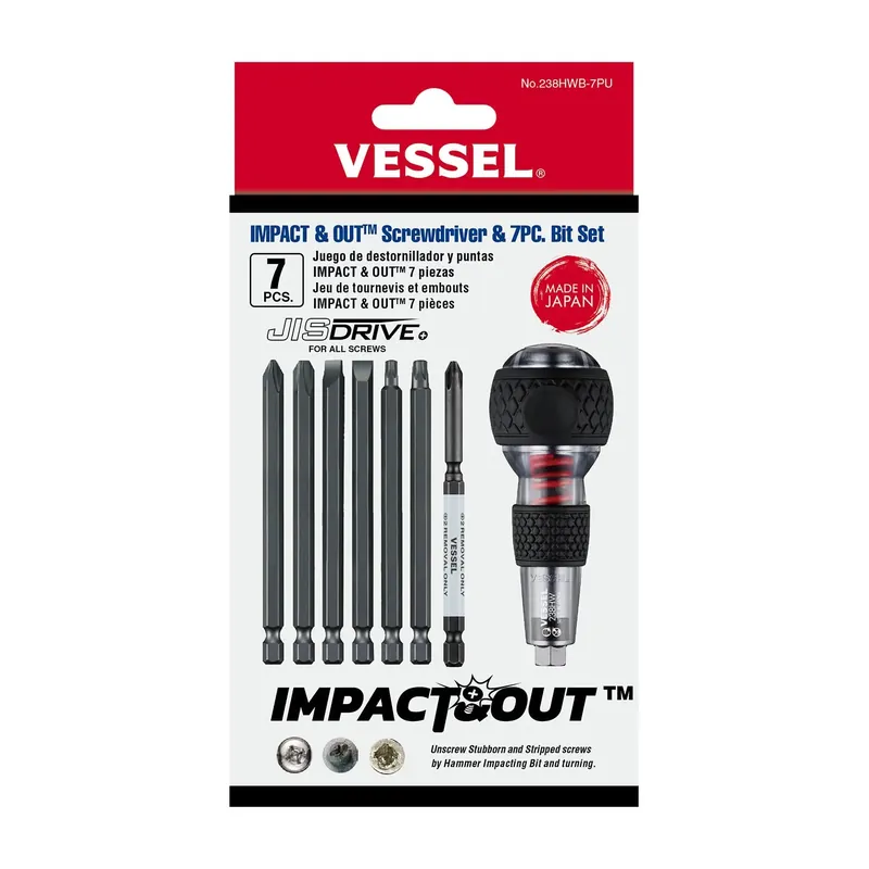 Best Seller Vessel Tools Impact and Out Screwdriver with 7-Piece Bit Set - VL 238HWB7PU
