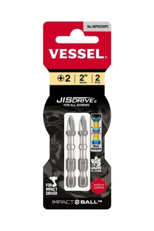 Super Sale Vessel Tools Set of 2 Impact Ball Torsion Bit, PH2 x 50mm - VL IBPH250P2
