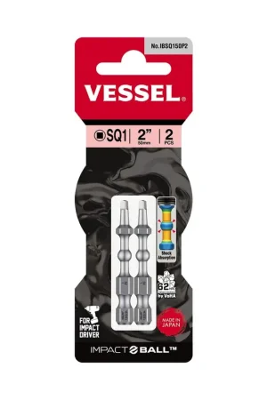 Vessel Tools Set of 2 Impact Ball Torsion Bit, 50mm - VL IBSQ150P2 Limited Time