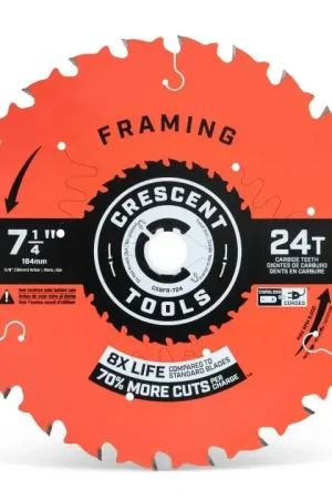 CRESCENT Set of 10 NailSlicer Framing Circular Saw Blade, 7-1/4 in x 24-Tooth - GW CSBFR-724-10 Final Sale