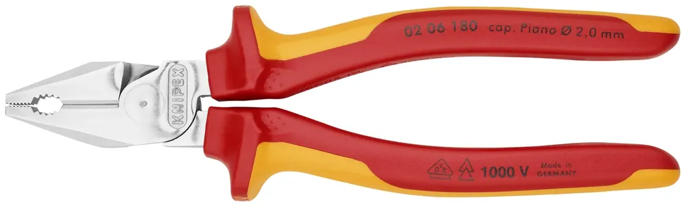 Knipex 02 06 180 KN | High Leverage Combination Pliers, Chrome, 1000V Insulated Bargain