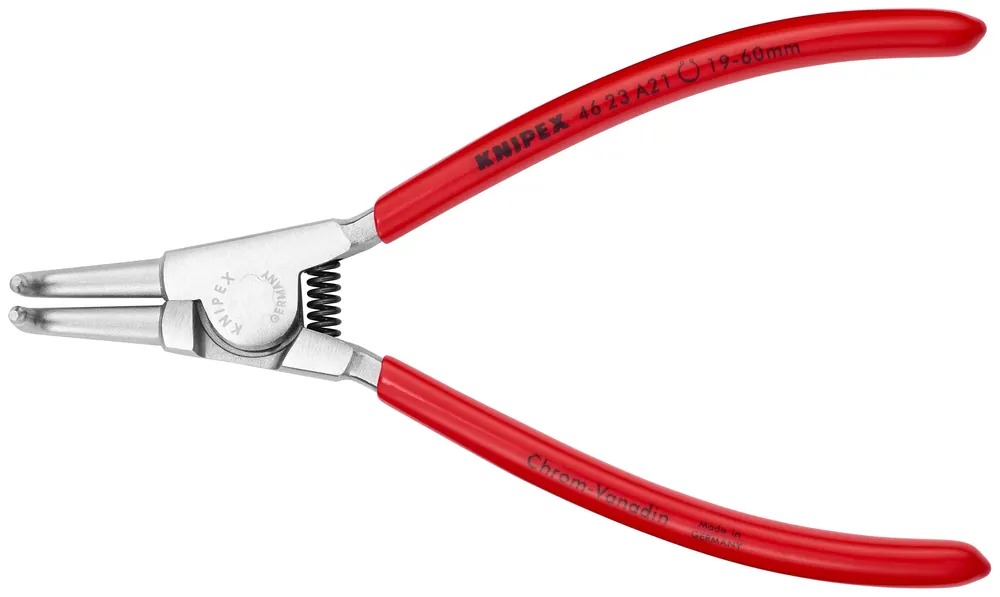 Knipex 46 23 A21 KN | Circlip Pliers, External, 90 degree Angled, Forged Tip, 3/4"-2 23/64" Shaft Dia., Chrome Direct From Factory