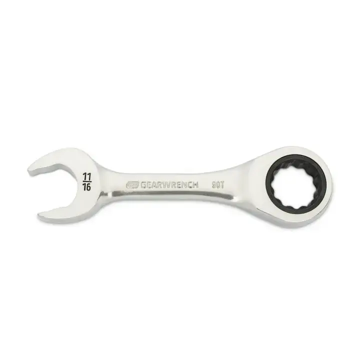 Free Returns GEARWRENCH 90-Tooth 12-Point Stubby Combination Ratcheting Wrench, 11/16 in - GW 86856 Combination Wrench