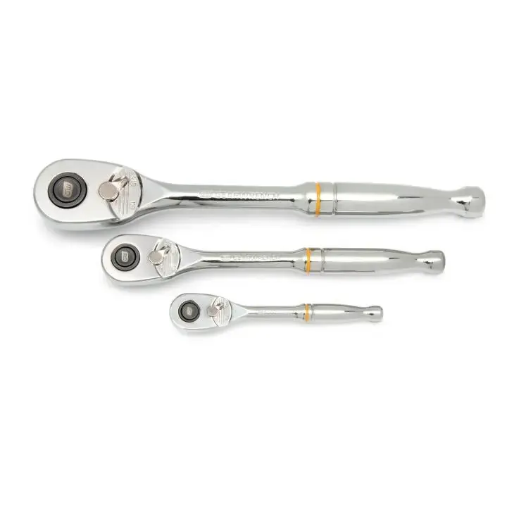 Big Sale GEARWRENCH Set of 3 1/4 in, 3/8 in, 1/2 in Drive 90-Tooth Quick Release Teardrop Ratchets - GW 81310T Ratchet Set