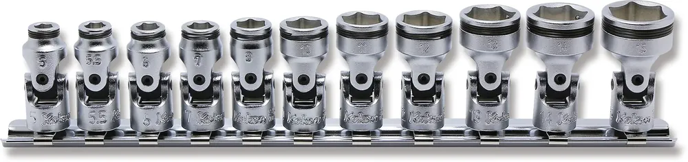 Ko-ken Tools 1/4 Sq. Dr. Universal NUT GRIP® Socket Set, 5mm-15mm - 11 pieces Trusted Brand