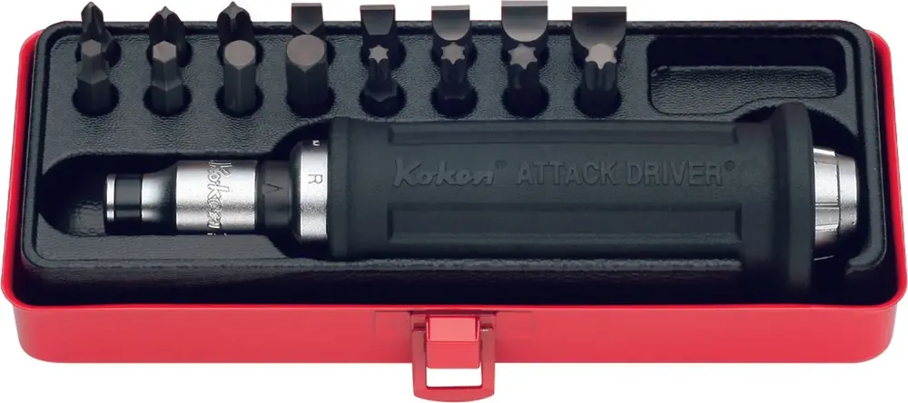Ko-ken Tools 1/2 Sq. Dr. Attack Driver Set Rubber Grip 18 pieces Top Rated