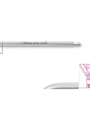 Beta Tools (Article# 96BPINOX 2) 2mm Ball End Offset Hexagon Key, INOX Stainless Steel, 30 deg, Extra Long - BT 961441 Hot Picks