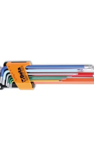 Beta Tools (Article# 96BP-CL/SC9) Set of 9 Color Coded, Ball End Offset Hexagon Key, 1.5mm-10mm - BT 961619 Hot Picks