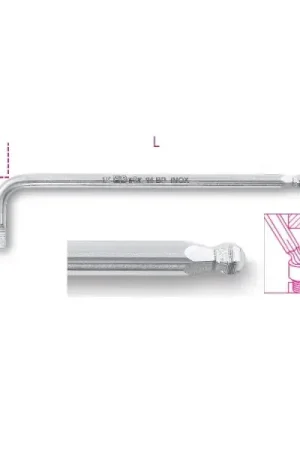 Beta Tools (Article# 96BPINOX-AS 5/64) 5/64 in Ball End Offset Hexagon Key, 30 deg, INOX Stainless Steel - BT 961989 Best Price