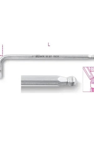 Beta Tools (Article# 96BPINOX-AS 3/16) 3/16 in Ball End Offset Hexagon Key, 30 deg, INOX Stainless Steel - BT 961995 Get Yours