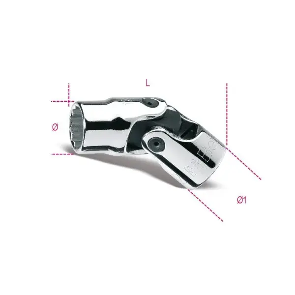 Luxury Beta Tools (Article# 910AS-SN 3/8) 3/8 in, Swivel End Bi-Hexagon Hand Socket, 12 Point 3/8 in Drive, Chrome-Plated - BT 9100260