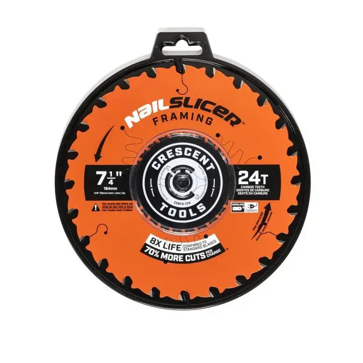 New Release CRESCENT NailSlicer Framing Circular Saw Blade, 7-1/4 in x 24-Tooth - GW CSBFR-724 Saw Blade