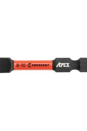 CRESCENT Set of 2 Slotted Vortex Impact Power Bit, 8 - 10 x 2 in - GW CAVB2SL8-10-2 Power Bit Set Professional Grade