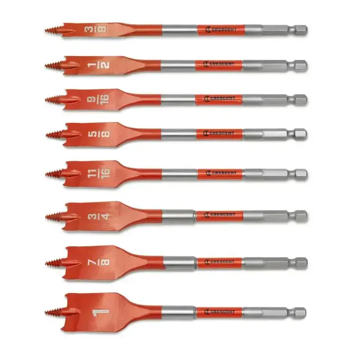 Must Have CRESCENT Set of 8 Screw Point Paddle Drill Bit - GW CDSPSET-8 Drill Bit Set